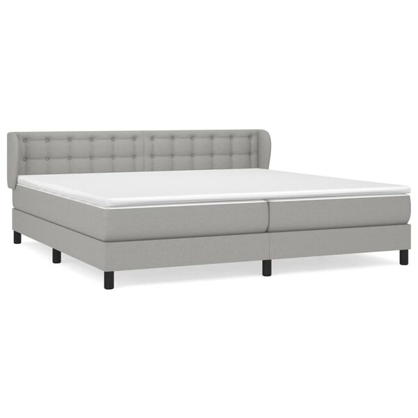 vidaXL Κρεβάτι Boxspring με Στρώμα Ανοιχτό Γκρι 200x200 εκ. Υφασμάτινο