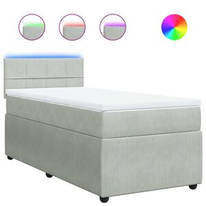 vidaXL Κρεβάτι Boxspring με Στρώμα Ανοιχτό Γκρι 80x200 εκ. Βελούδινο