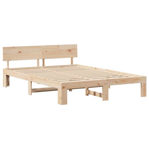 vidaXL Σκελετός Κρεβατιού Καφέ 140 x 200 cm Μασίφ ξύλο πεύκου
