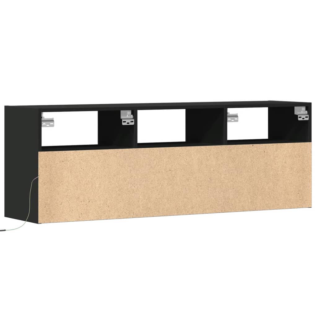 vidaXL Έπιπλο Τοίχου Τηλεόρασης με LED Μαύρο 130x31x45 εκ.