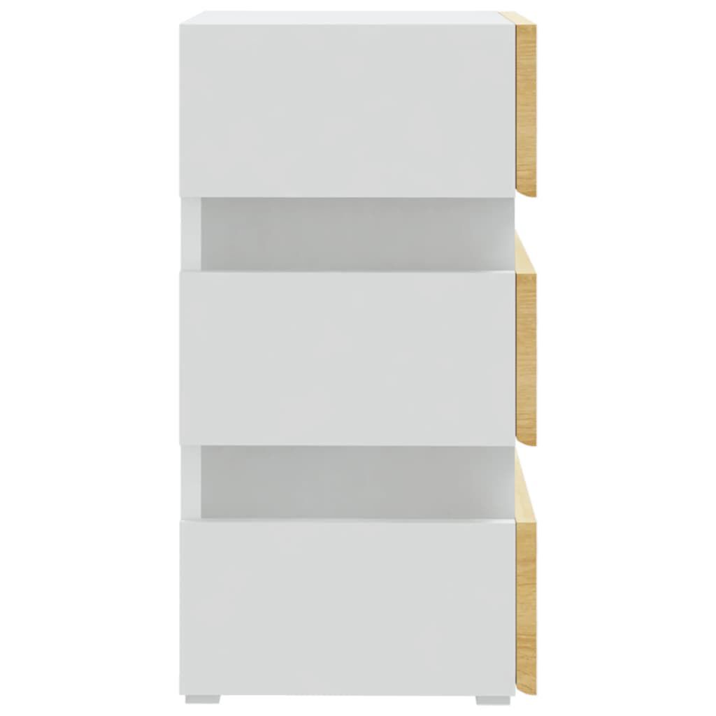 vidaXL Κομοδίνο με LED Λευκό/Sonoma Δρυς 45x35x67 εκ. Επεξεργασμ. Ξύλο