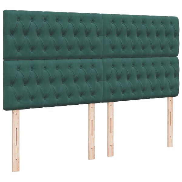 vidaXL Οθωμανικό κρεβάτι με στρώματα&LEDs Dark Green 180x200cm Velvet