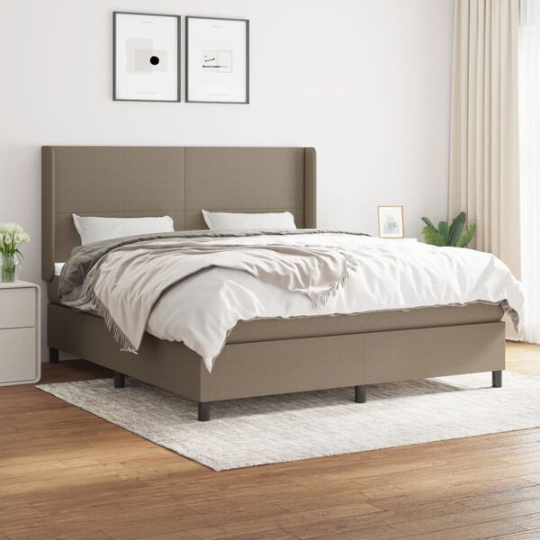 vidaXL &Kappa;&rho;&epsilon;&beta;ά&tau;&iota; Boxspring &mu;&epsilon; &Sigma;&tau;&rho;ώ&mu;&alpha; Taupe 180x200 &epsilon;&kappa;. &Upsilon;&phi;&alpha;&sigma;&mu;ά&tau;&iota;&nu;&omicron;