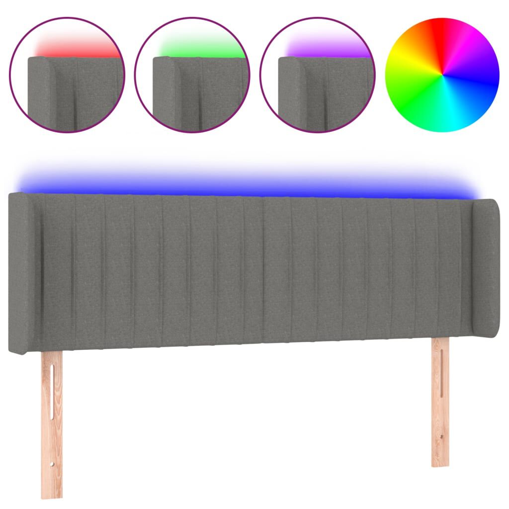vidaXL Κεφαλάρι Κρεβατιού LED Σκούρο Γκρι 147x16x78/88 εκ. Υφασμάτινο