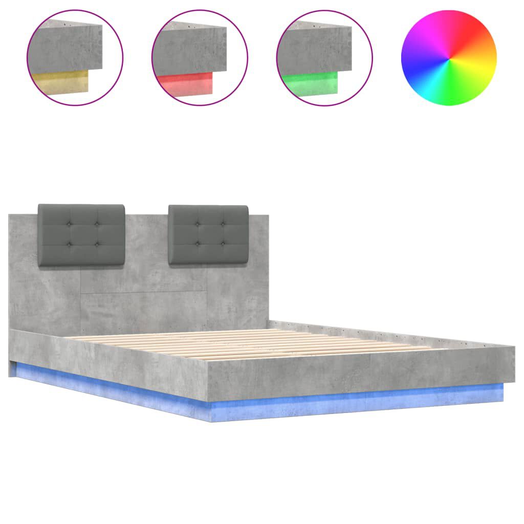 vidaXL Πλαίσιο Κρεβατιού με Κεφαλάρι και LED 150 x 200 εκ.