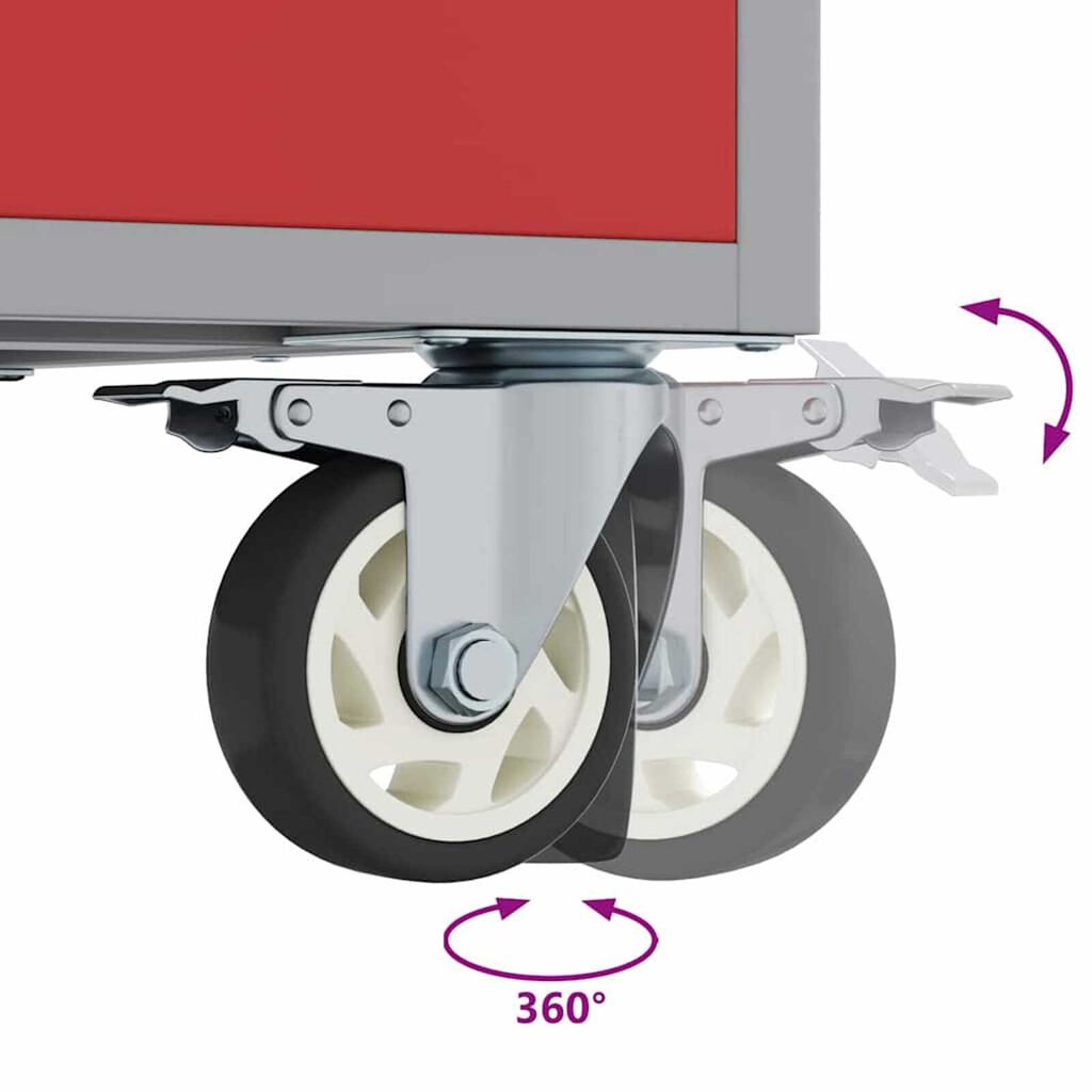 vidaXL Εργαστήριο με συρτάρι Κόκκινο και γκρι 75 x 45 x 85 εκ.
