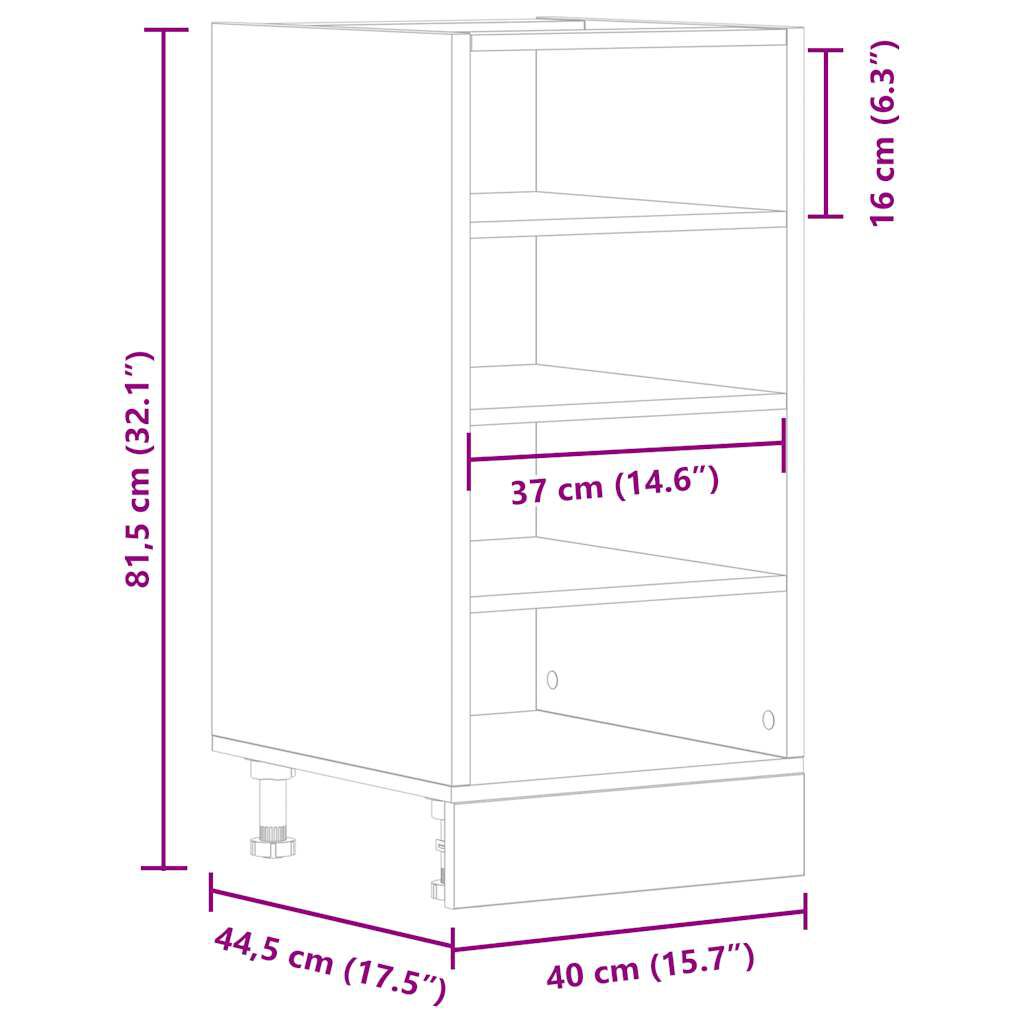 vidaXL Ντουλάπι κάτω Riga μέρος Λευκό 40x44,5x81,5 cm