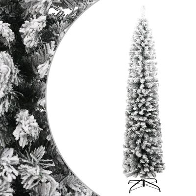 vidaXL Χριστουγεννιάτικο Δέντρο Τεχνητό Slim Χιόνι Πράσινο 180 εκ. PVC