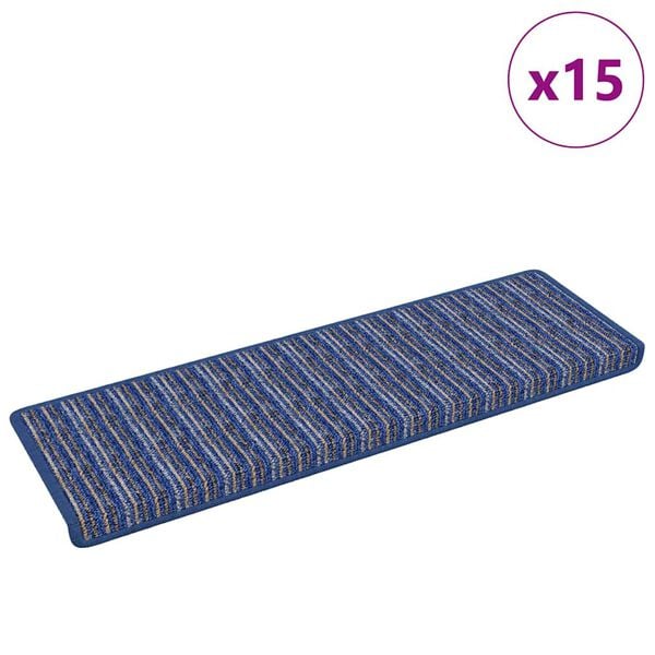 vidaXL Αυτοκόλλητα Ματ Σκαλοπατιών Ριγέ 15 pcs Μπλε 65 x 21 x 4 cm