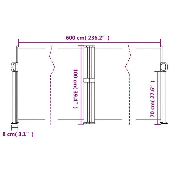 vidaXL Σκίαστρο Πλαϊνό Συρόμενο Κόκκινο 100 x 600 εκ.