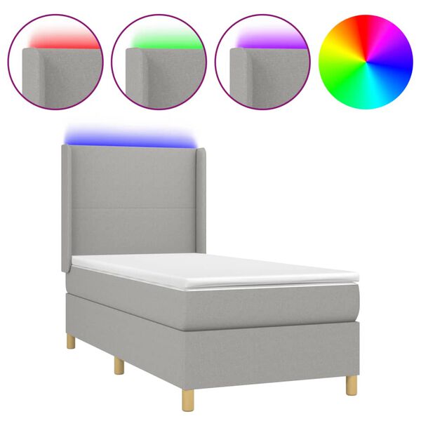 vidaXL &Kappa;&rho;&epsilon;&beta;ά&tau;&iota; Boxspring &mu;&epsilon; &Sigma;&tau;&rho;ώ&mu;&alpha; & LED &Alpha;&nu;.&Gamma;&kappa;&rho;&iota; 100x200&epsilon;&kappa;. &Upsilon;&phi;&alpha;&sigma;&mu;ά&tau;&iota;&nu;&omicron;