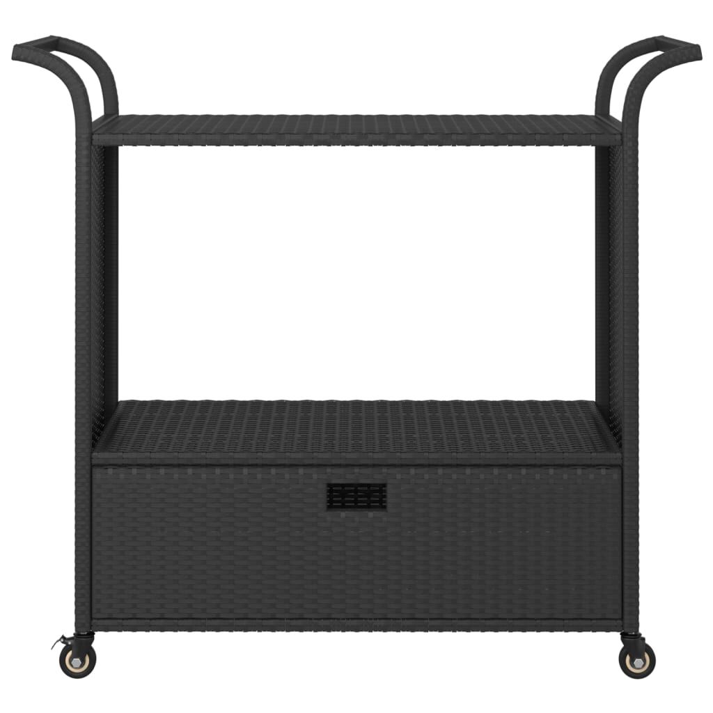 vidaXL Τρόλεϊ Μεταφοράς με Συρτάρι Μαύρο 100x45x97 εκ. Συνθετικό Ρατάν