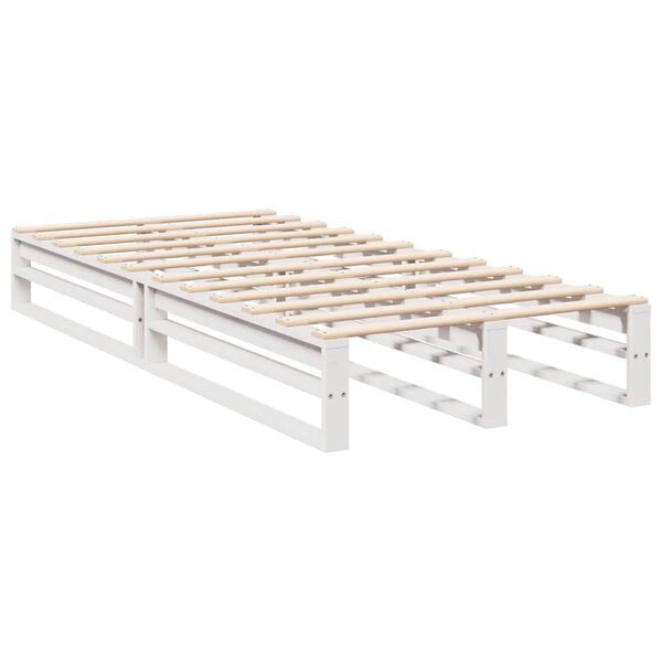 vidaXL Κρεβάτι Βιβλιοθήκη Χωρίς Στρώμα Λευκό 75x190 εκ Μασίφ Πεύκο