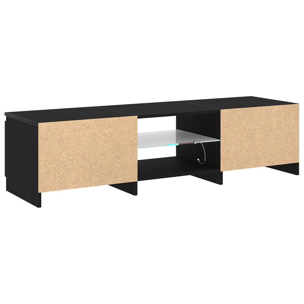 vidaXL Ντουλάπα Τηλεόρασης με Φώτα LED Μαύρο Δρύς 140x40x35,5 εκ. από επεξεργασμένο ξύλο