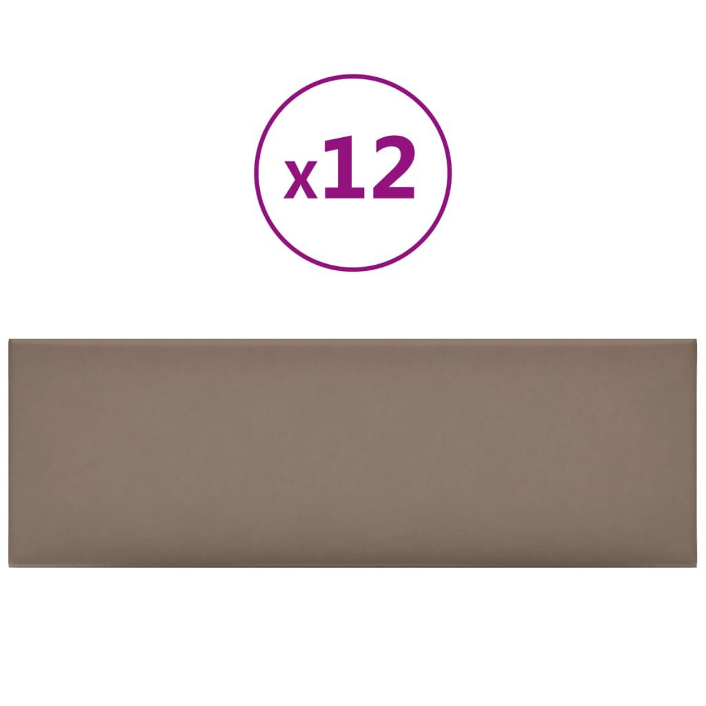 vidaXL Πάνελ Τοίχου 12 τεμ. Καπουτσίνο 90 x 30 εκ. 3,24 μ² Συνθ. Δέρμα
