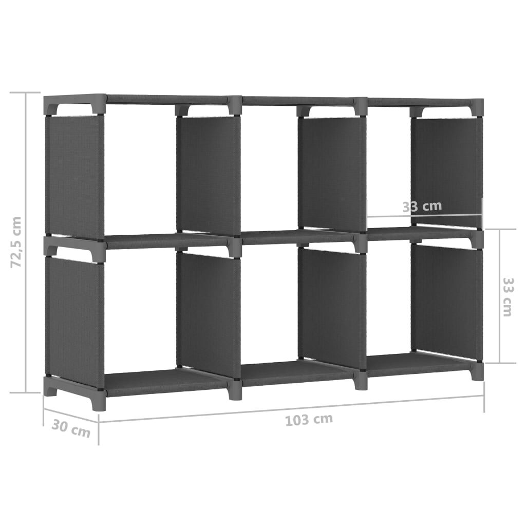 vidaXL Ραφιέρα με 6 Κύβους Γκρι 103 x 30 x 72,5 εκ. Υφασμάτινη