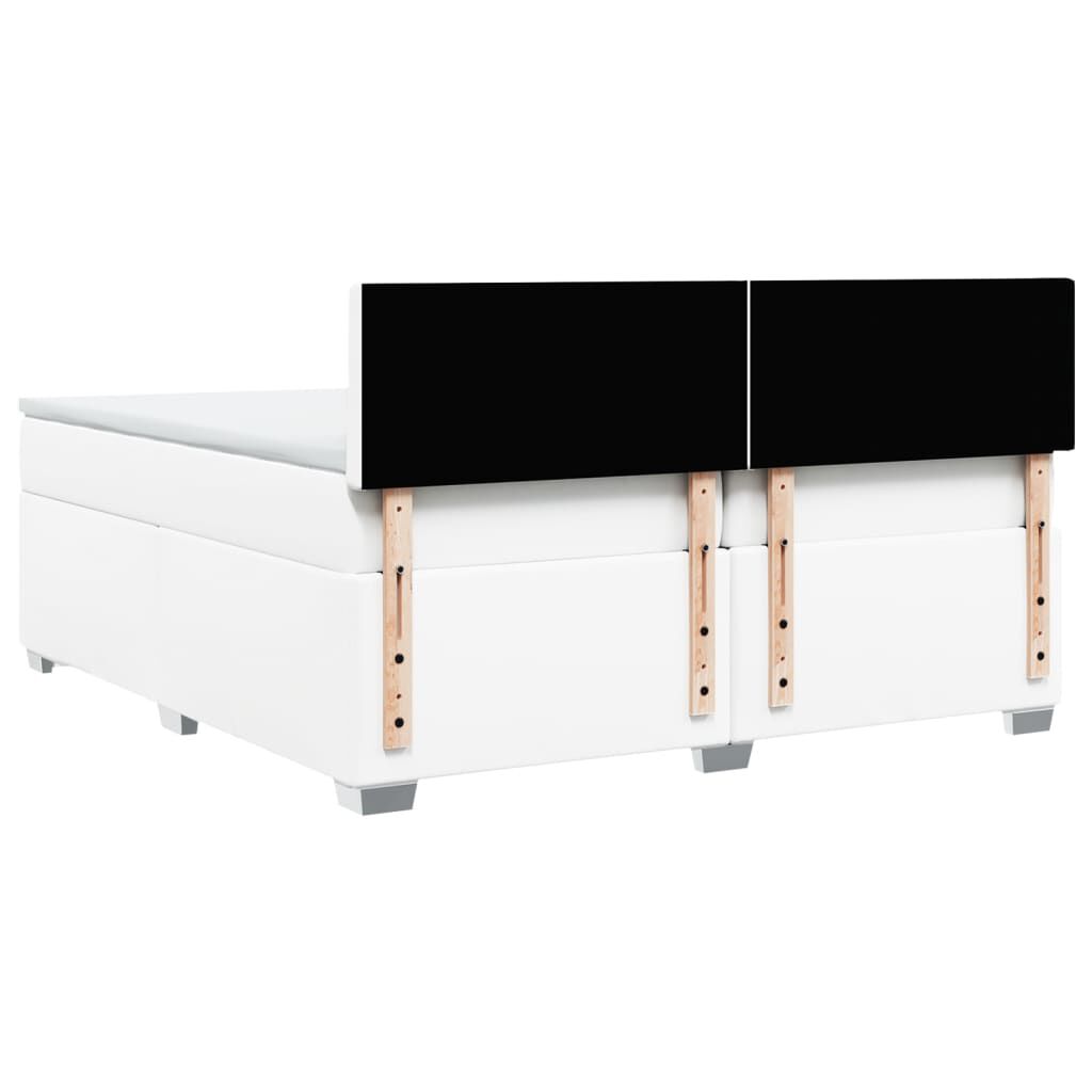 vidaXL Κρεβάτι Boxspring με Στρώμα Λευκό 200x200 εκ. Συνθετικό Δέρμα