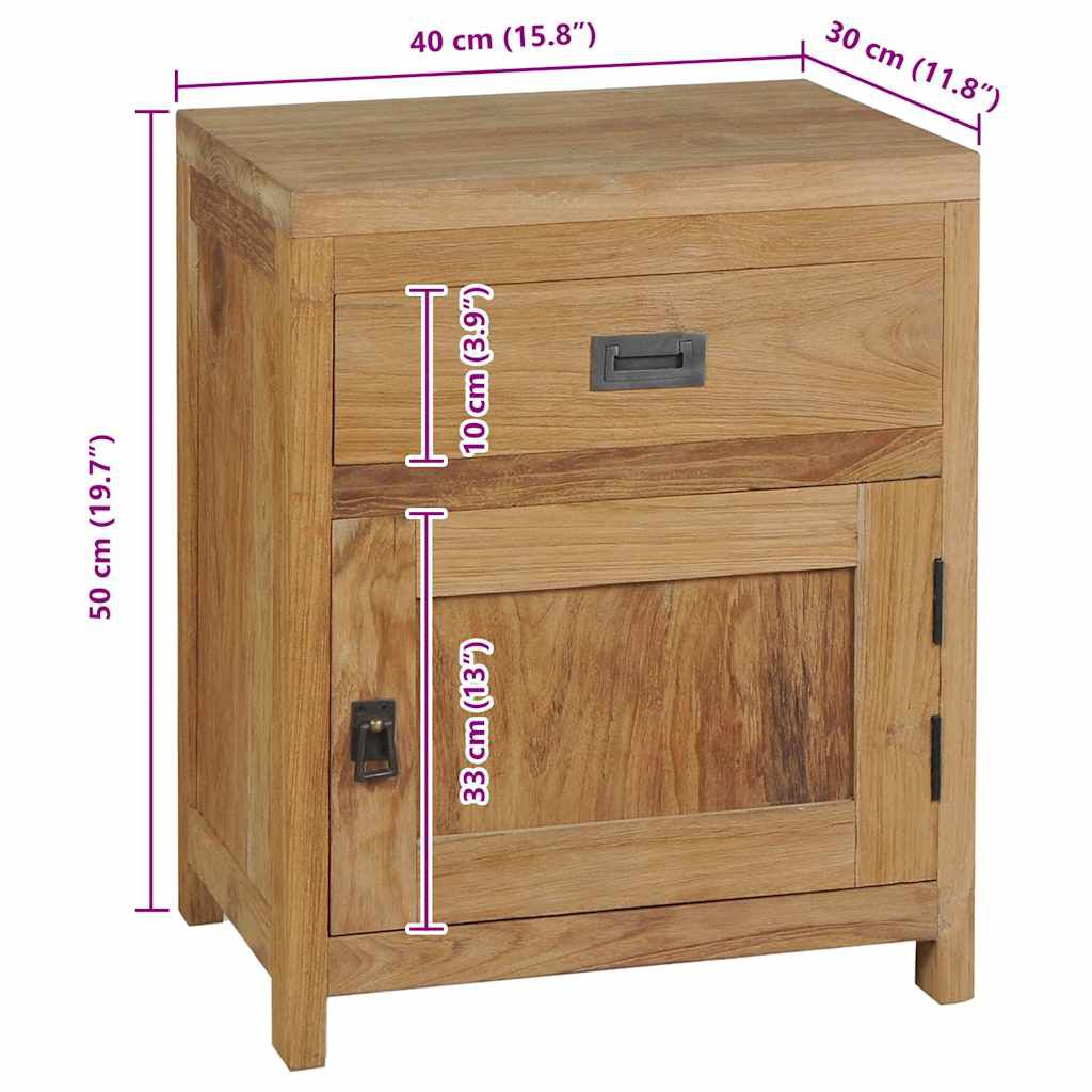 vidaXL Κομοδίνο 40 x 30 x 50 εκ. από Μασίφ Ξύλο Teak