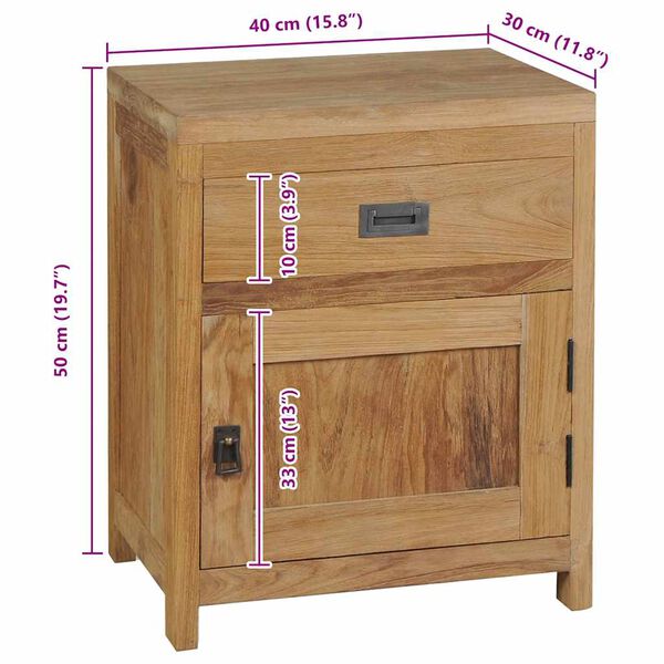 vidaXL Κομοδίνο 40 x 30 x 50 εκ. από Μασίφ Ξύλο Teak