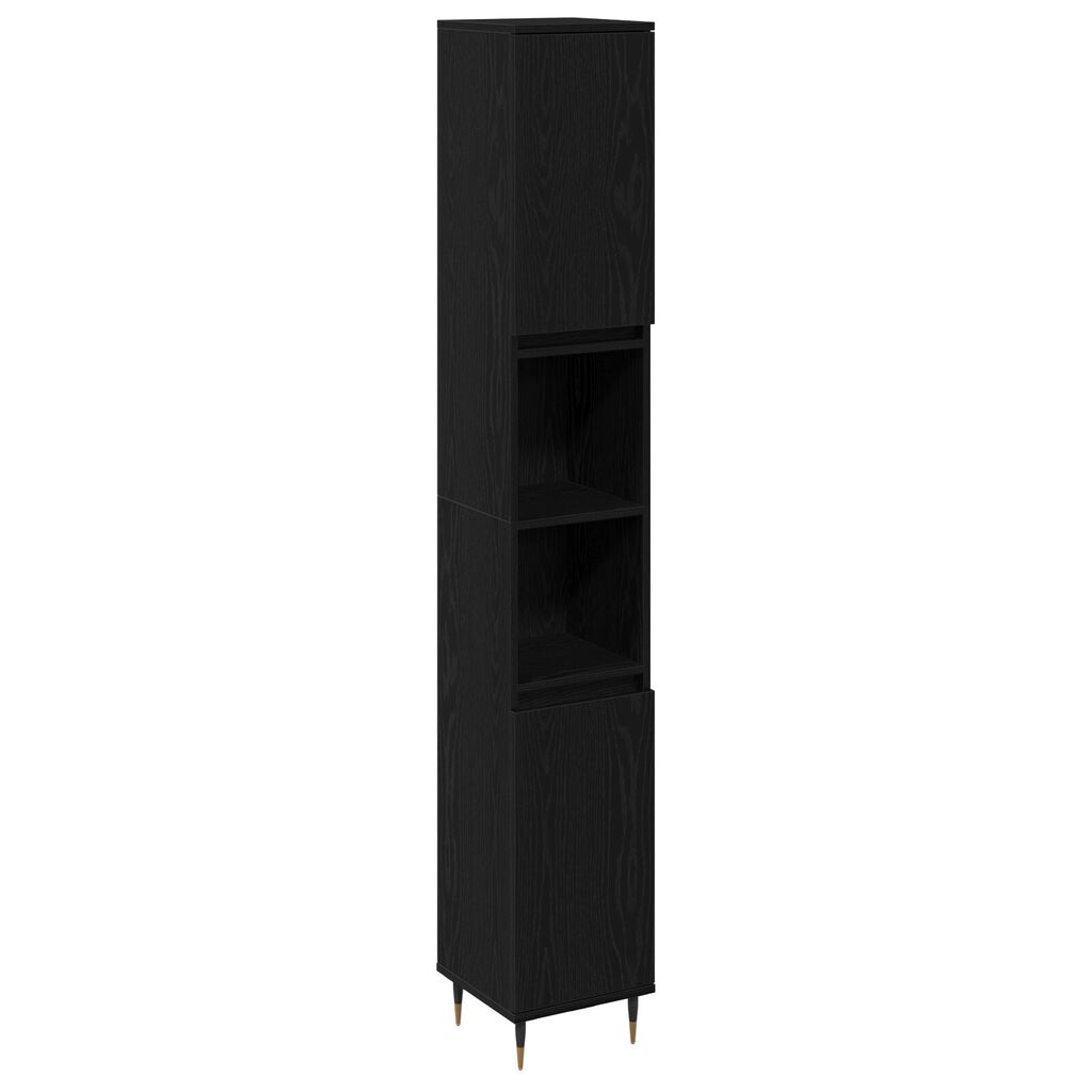 vidaXL Ντουλάπα Μπάνιου Μαύρη Δρυς 30x30x190 εκ Μηχανουργείο Ξύλου