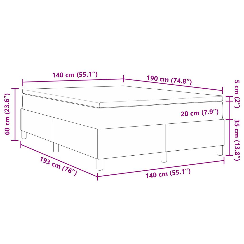 vidaXL Κρεβάτι με Στρώμα Λαμπερό Πράσινο Γκρι 140x200 εκ. Ύφασμα Καμπαρντίνας