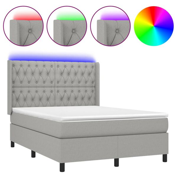 vidaXL &Kappa;&rho;&epsilon;&beta;ά&tau;&iota; Boxspring &mu;&epsilon; &Sigma;&tau;&rho;ώ&mu;&alpha; & LED &Alpha;&nu;.&Gamma;&kappa;&rho;&iota; 140x190&epsilon;&kappa;. &Upsilon;&phi;&alpha;&sigma;&mu;ά&tau;&iota;&nu;&omicron;