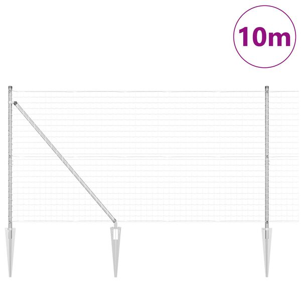 vidaXL Φράχτης με Στήλες. Ασημί 1.2 x 10 m Ατσάλι