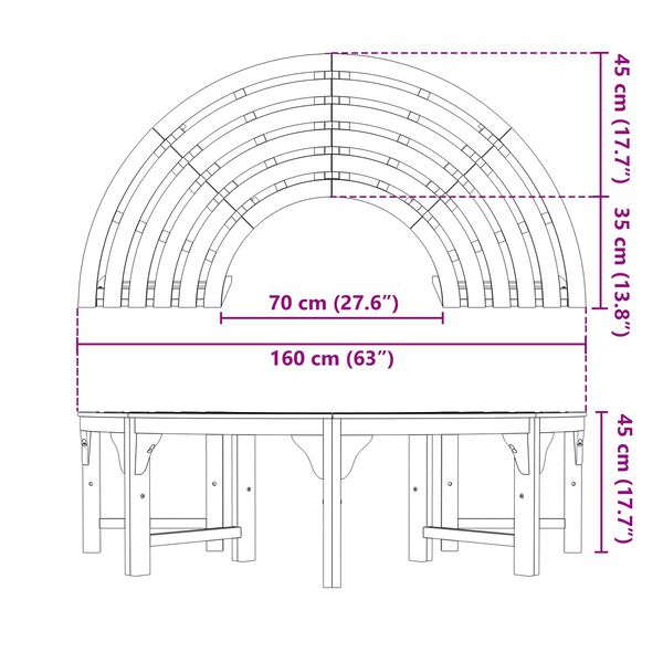 vidaXL Εξωτερικός Πάγκος Δέντρου 160 εκ Μασίφ Ξύλο Ευκάλυπτος