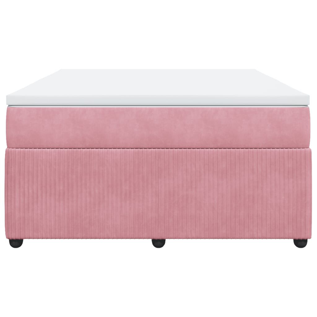 vidaXL Κρεβάτι Boxspring με Στρώμα Ροζ 160x200 εκ. Βελούδινο