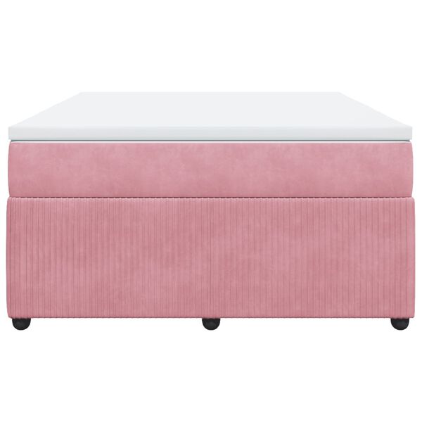 vidaXL Κρεβάτι Boxspring με Στρώμα Ροζ 160x200 εκ. Βελούδινο