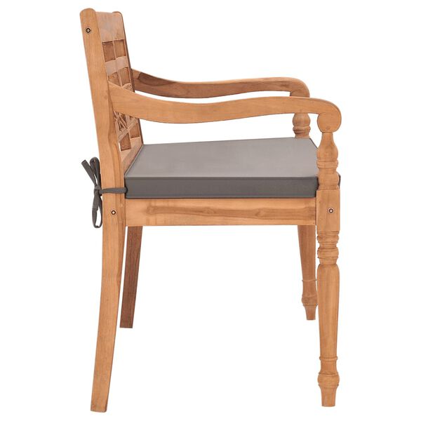 vidaXL Παγκάκι Batavia 120 εκ. Μασίφ Ξύλο Teak & Σκούρο Γκρι Μαξιλάρι