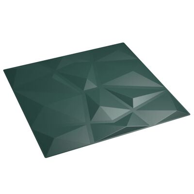 vidaXL Πάνελ Τοίχου 48 τεμ. Σχ. Διαμάντι Πράσινα 50x50εκ. 12μ² από XPS