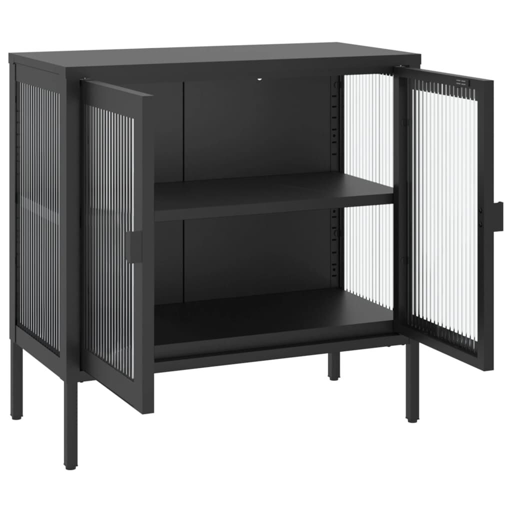 vidaXL Ντουλάπι Μαύρο 70 x 35 x 70 εκ. από Γυαλί και Ατσάλι