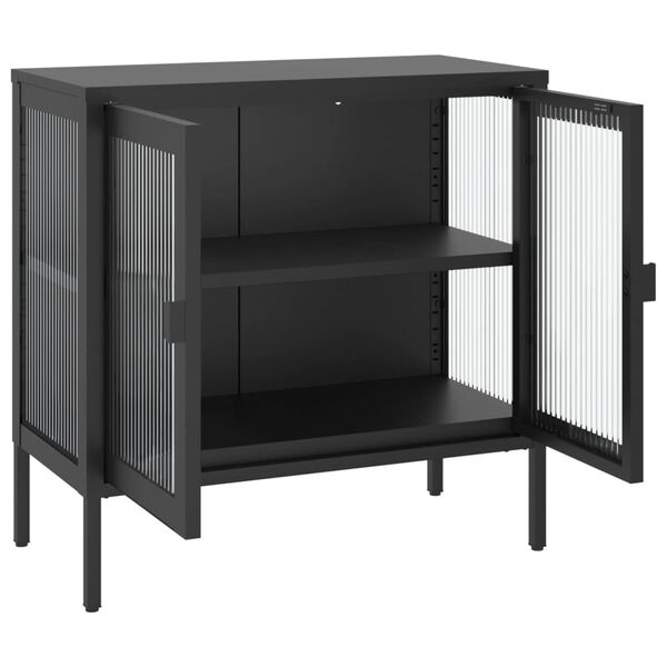 vidaXL Ντουλάπι Μαύρο 70 x 35 x 70 εκ. από Γυαλί και Ατσάλι