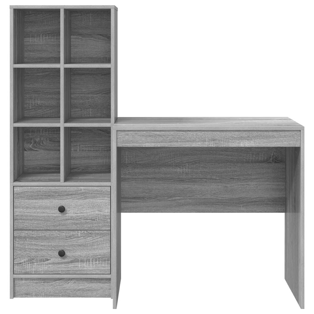 vidaXL Γραφείο με αποθηκευτικό χώρο 2 pcs Γκρι sonoma 80 x 50 x 76 εκ.