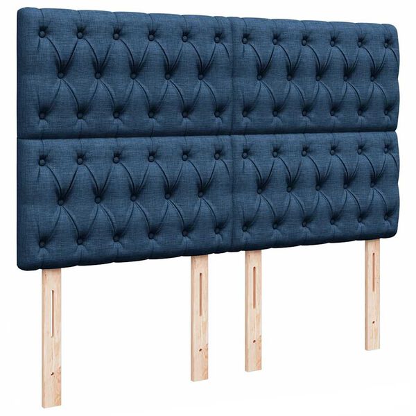 vidaXL Οθωμανικό κρεβάτι με στρώμα μπλε 140x200cm ύφασμα