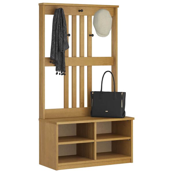 vidaXL Δέντρο χωλ "SANDNES" 87x40x159,5 εκ. Πεύκο μασίφ ξύλο