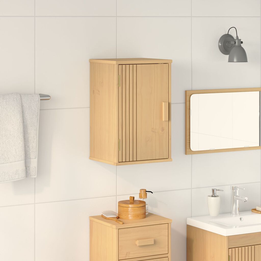 vidaXL Ντουλάπι Αποθήκευσης Μπάνιου 35x30x55 εκ από Μασίφ Ξύλο Πεύκου