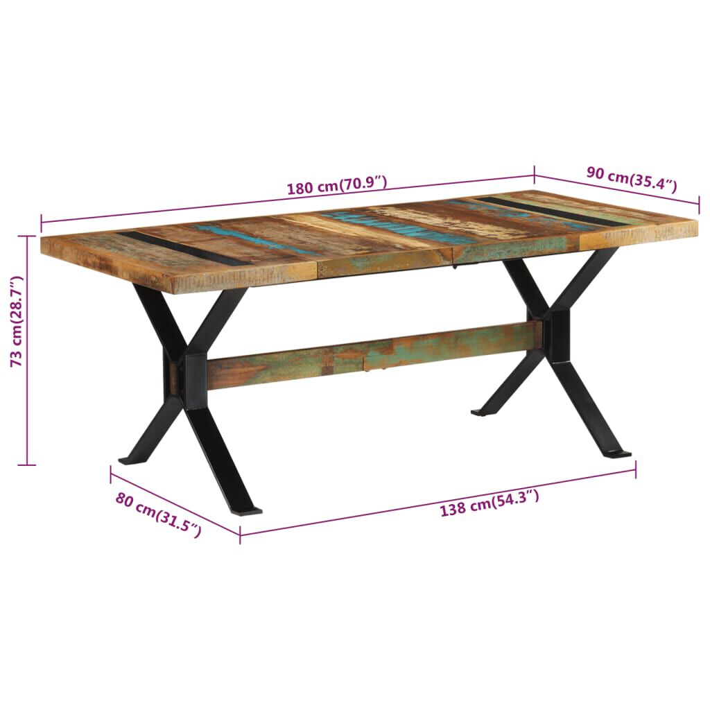 vidaXL Τραπεζαρία 180 x 90 x 73 εκ. από Μασίφ Ανακυκλωμένο Ξύλο