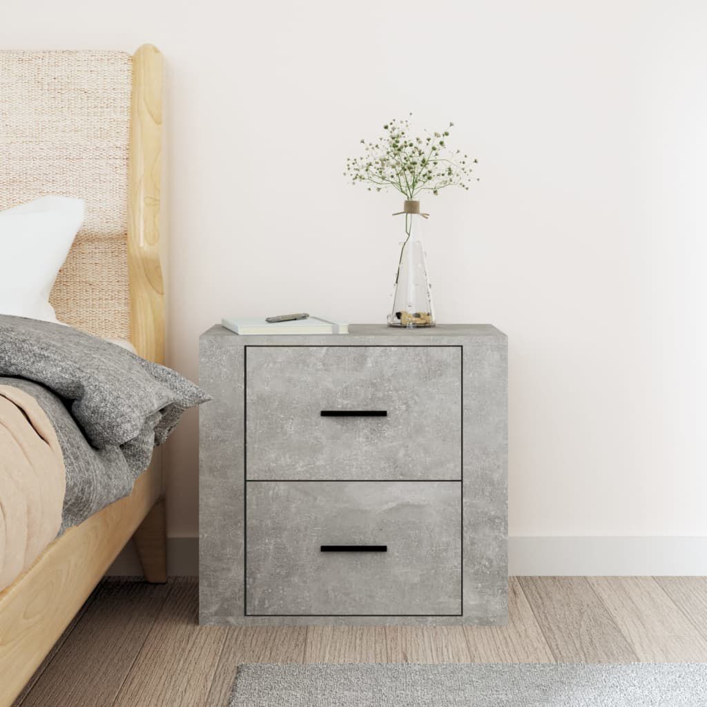 vidaXL Κομοδίνο Επιτοίχιο Γκρι Σκυροδέματος 50x36x47 εκ.