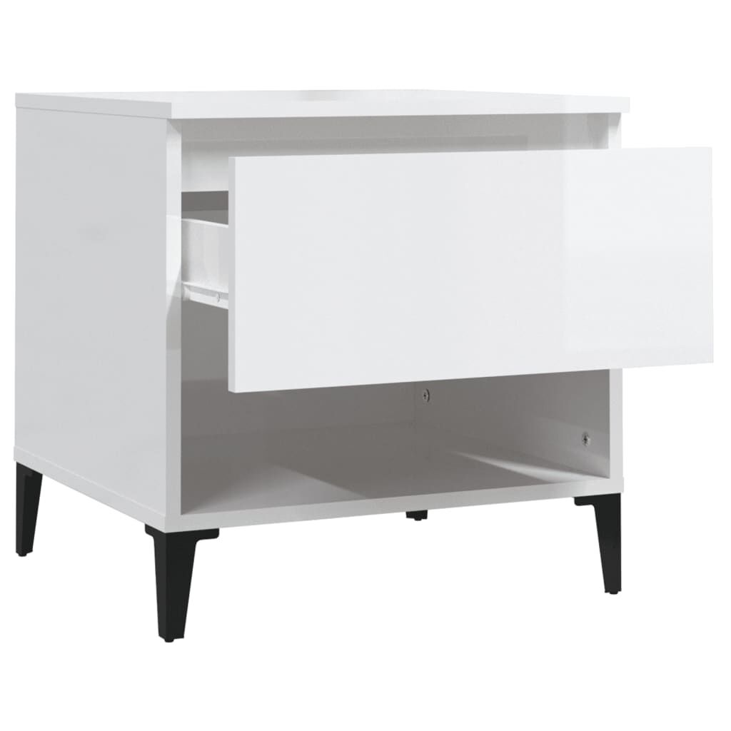 vidaXL Βοηθητικό Τραπέζι Γυαλιστ. Λευκό 50x46x50εκ. Επεξεργασμένο Ξύλο