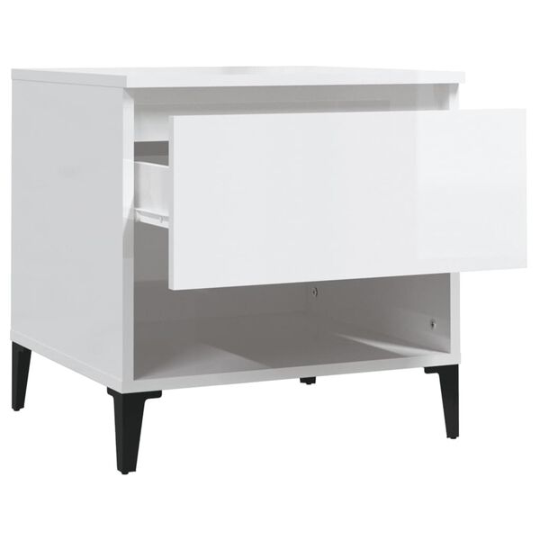 vidaXL Βοηθητικό Τραπέζι Γυαλιστ. Λευκό 50x46x50εκ. Επεξεργασμένο Ξύλο