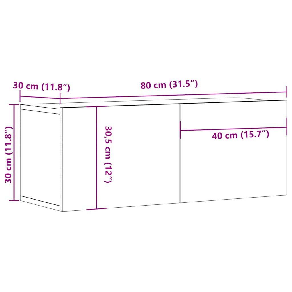 vidaXL Έπιπλα Τηλεόρασης 2 τεμ. Καπν. Δρυς 80x30x30 εκ Επ. Ξύλο