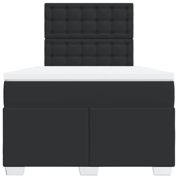 vidaXL Κρεβάτι Boxspring με Στρώμα Μαύρο 120 x 200 εκ. Συνθετικό Δέρμα