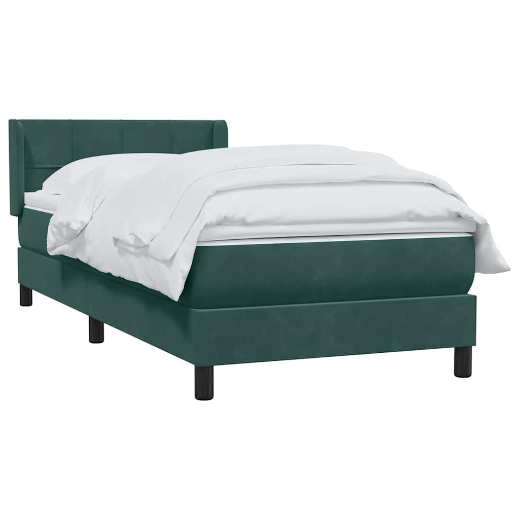 vidaXL Box Spring κρεβάτι με στρώμα σκούρο πράσινο 90x220 cm Velvet