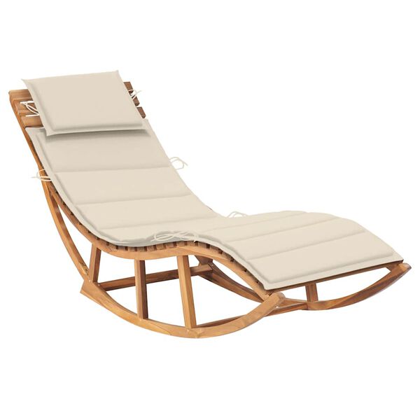 vidaXL Ξαπλώστρα Κουνιστή από Μασίφ Ξύλο Teak με Μαξιλάρι