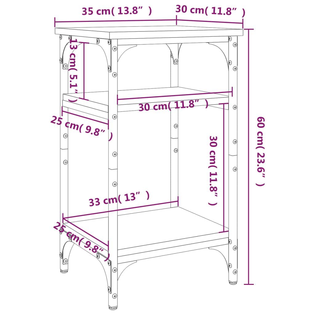 vidaXL Βοηθητικό Τραπέζι Sonoma Δρυς 35x30x60 εκ. Επεξεργασμένο Ξύλο