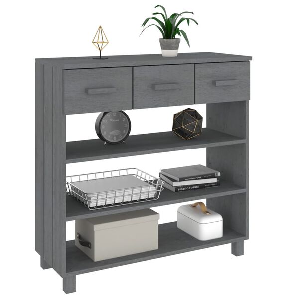 vidaXL Τραπέζι Κονσόλα HAMAR Σκ. Γκρι 90x35x90 εκ. Μασίφ Ξύλο Πεύκου