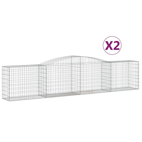 vidaXL Συρματοκιβώτια Τοξωτά 2 τεμ. 400x50x80/100 εκ. Γαλβαν. Ατσάλι