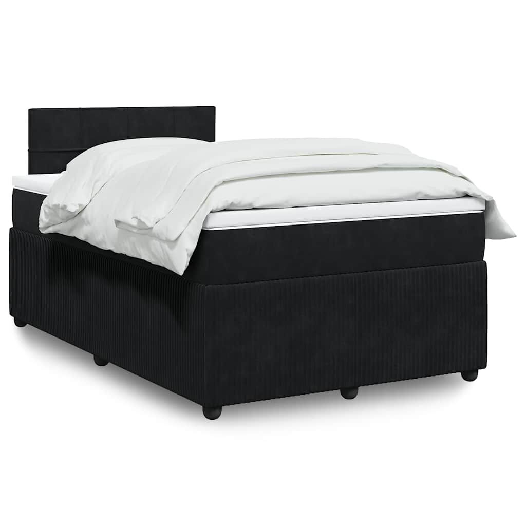 vidaXL Κρεβάτι Boxspring με Στρώμα Μαύρο 120 x 200 εκ. Βελούδινο